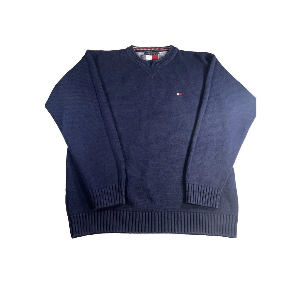 Tommy Hilfiger – Men's Vintage 90s Blue Crewneck Sweater Heavyweight – Sz. L